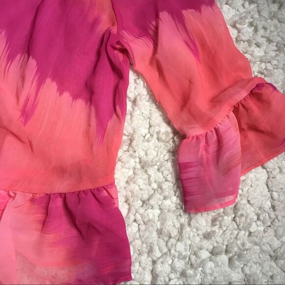 Sweet Pea by Staci Frati Cold Shoulder Tie Dye Blouse Pink Orange Size M NWOT - Picture 4 of 6